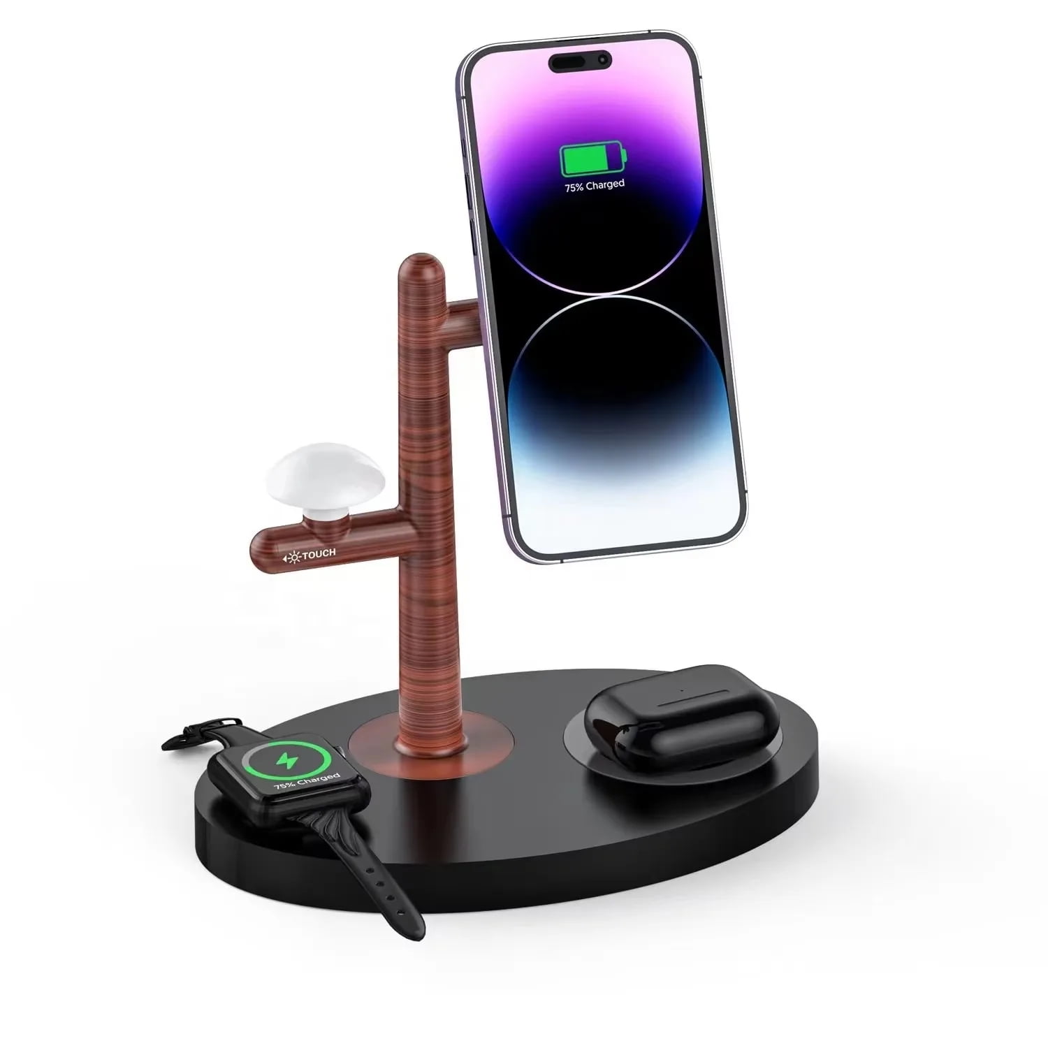 Genérico - Soporte De Carga Inalámbrico Para Iphone 15 Pro Max, 20w Fast Charging Pad Para Samsung Galaxy S23 Ultra, 3 En 1 Estación De Carga Para Apple Watch Airpods-negro