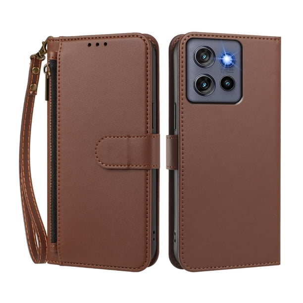 Funda Tipo Billetera para Motorola Moto G Stylus 5G 2025 con Soporte y Bolsillo con Cierre Marrón