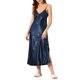 thumbnail image 2 of INSPIRE CHIC Camisón de Satén para Mujer con Cuello en V, Sin Mangas, Maxi Camisón con Tirantes Ajustables y Detalle de Pliegues, Vestido de Ropa de Dormir Sedoso, Talla XX-Large Azul, 2 of 6