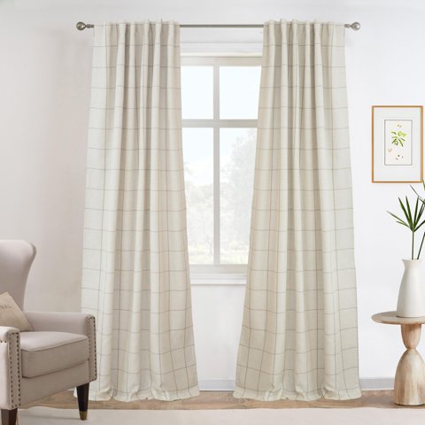 Cortinas Driftaway De 2 Paneles, 100% Opacas, Lino A Cuadros, 213 Cm