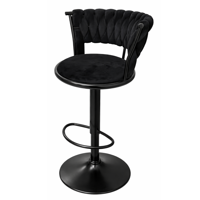 Moboi - Taburete Queen Velvet Elegante Terciopelo Ajustable Full Negro