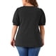 thumbnail image 3 of Agnes Orinda Blusas de Talla Grande para Mujeres con Mangas Cortas Abullonadas Cuello Redondo Camisas Plisadas Túnica Blusas 5X Negro, 3 of 6