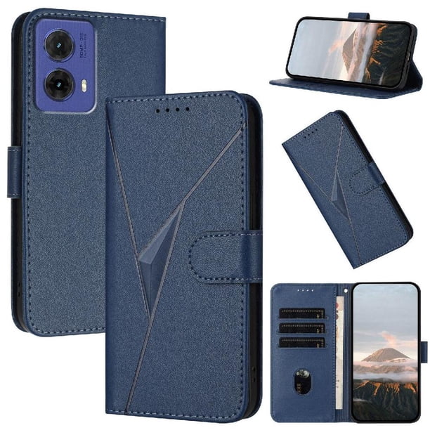 Funda Cartera Fibra de Carbono para Motorola MOTO G85 5G con Soporte y Cierre Magnético Azul