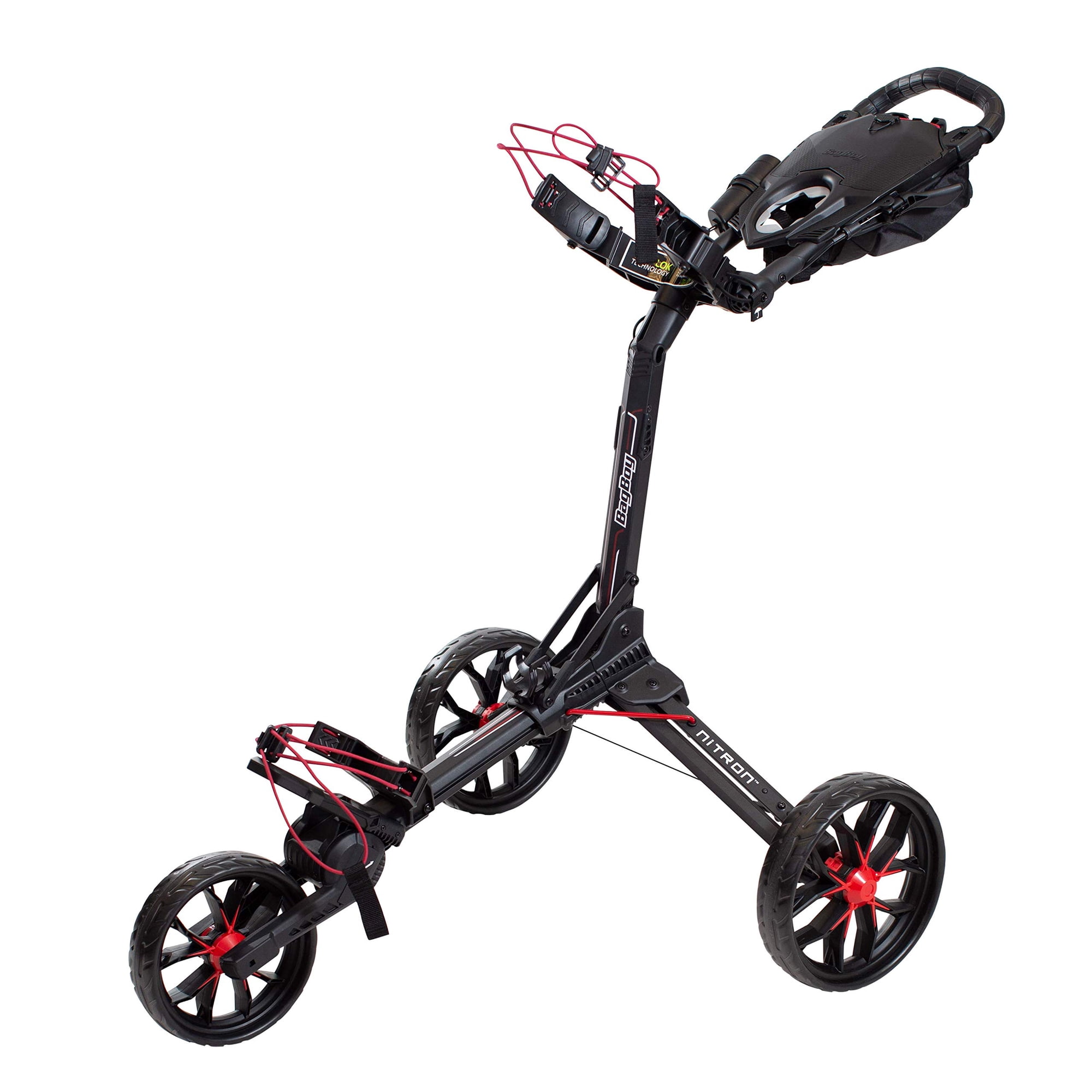Bag Boy - Bolsa Para Carrito De Golf Boy Nitron, Negra Y Roja, Apertura Automática, Cierre Superior