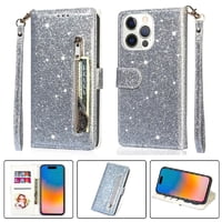 Foxdock - Funda Para Elegante Funda Iphone 15 Pro Glitter Con Cremallera-Ideal Para El Uso Diario