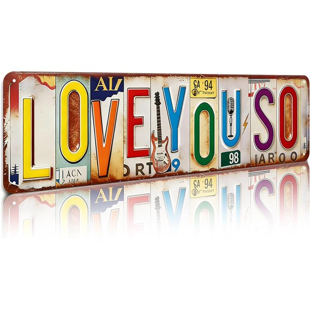 Letrero te quiero más vintage metal arte pared puerta principal San Valentín decoración hogar granja moderna 10x40 cm