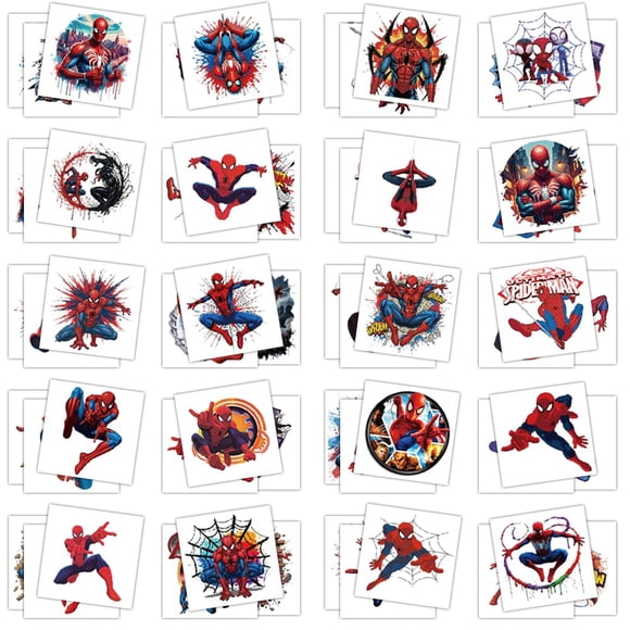 Tatuajes temporales WDSANGESS 60 piezas – Dibujos animados de araña estilo anime
