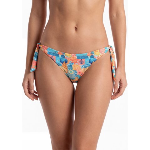 Samia - Bikini Mujer Calzón Tanga Amarras Estampado Coral
