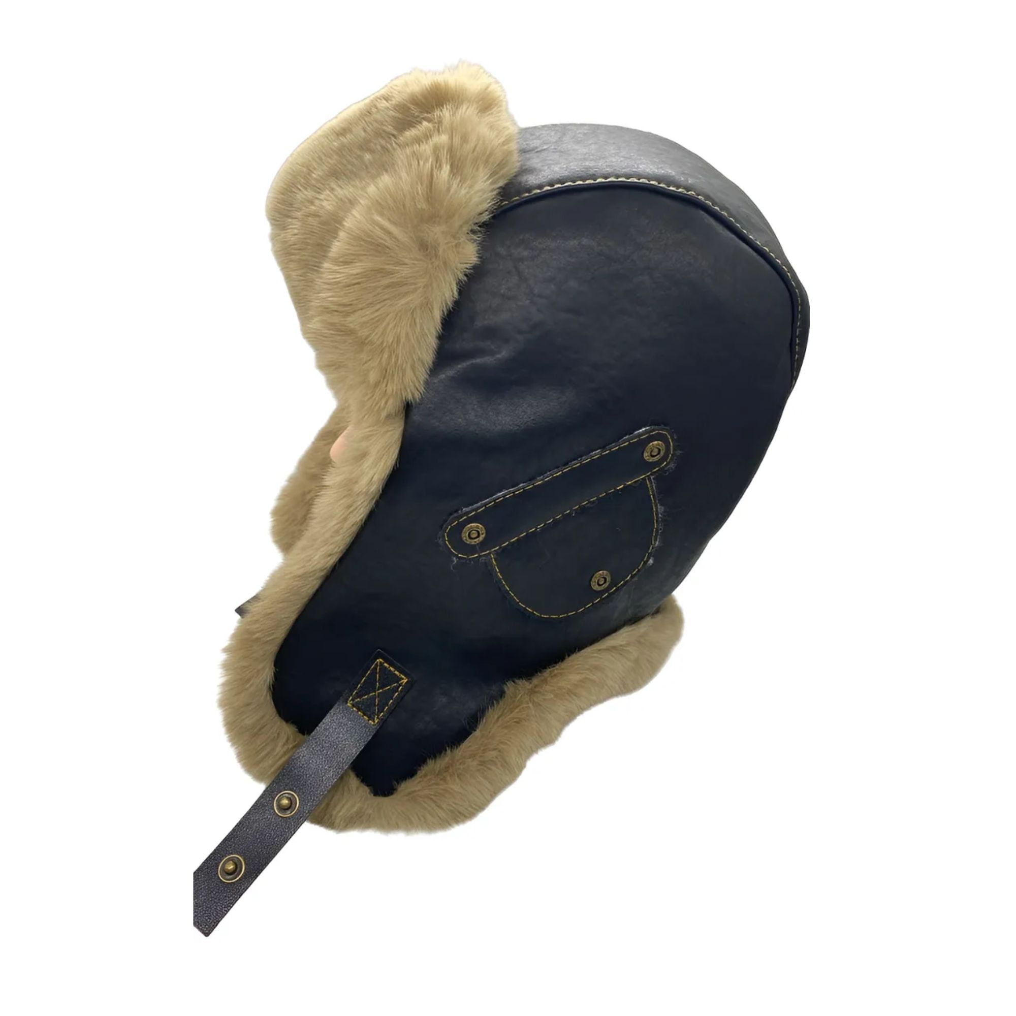 Mercado Ideas - Gorro Ruso Ushanka Cuero Pelaje Suave Tendencia Unisex