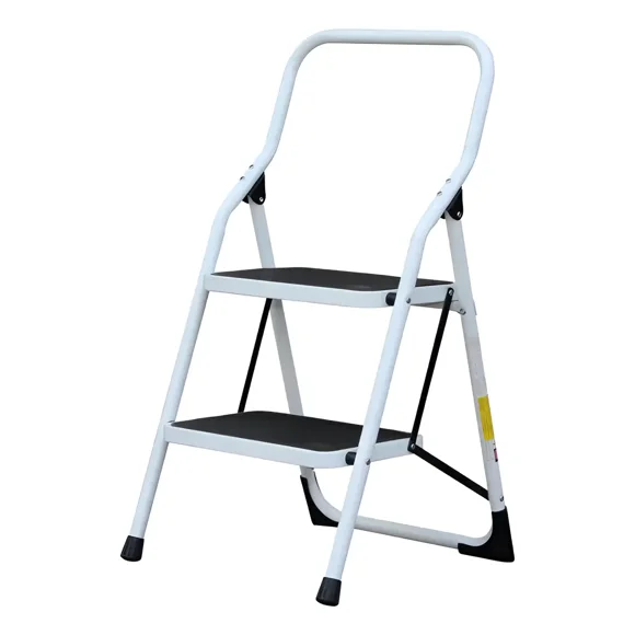 Escalera De Tijera Metalica 2 Peldaños Mirlo 902 Plegable Blanco