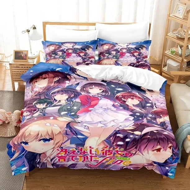 Saekano Bedding Set Duvet Cover Bed Set Quilt Cover Pillowcase Comforter Size Boys Adult Bedding Set Bed Sheets