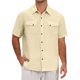 thumbnail image 1 of INSPIRE CHIC Camisa de Verano para Hombre con Bolsillos Dobles en el Pecho, Manga Corta, Camisas de Lino Transpirables M Beige, 1 of 6