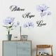 thumbnail image 1 of 1pc Purple Flower Inspirational Quotes Wall Sticker, Believe Hope Love Wall Decal, Removable Wall Decals For Bedroom, Living Room, PVC Home Decor Stickers, 1 of 2
