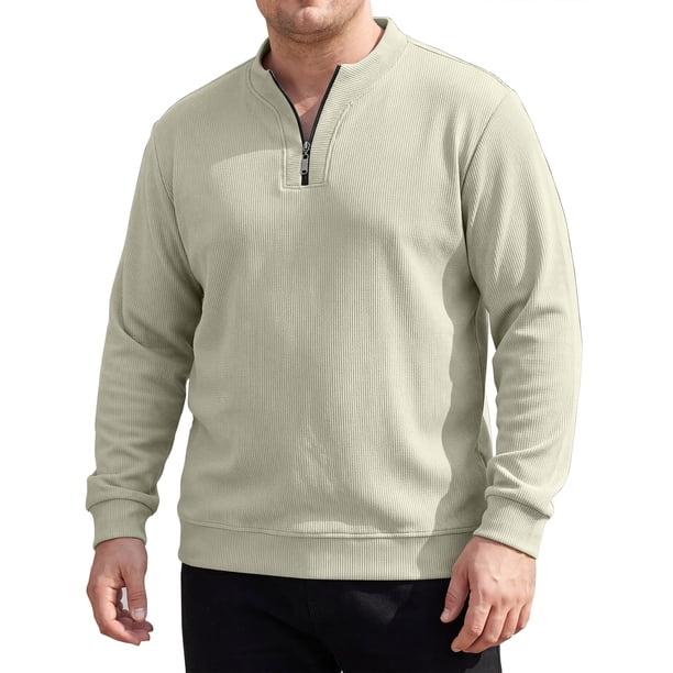 INSPIRE CHIC Sudadera Henley para Hombre Grande y Alto de Manga Larga Sudaderas Casuales XL Beige