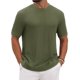 thumbnail image 1 of INSPIRE CHIC Camiseta de Hombre con Textura de Gofre de Manga Corta Cuello Redondo Sólido Casual de Punto XL Verde Oliva, 1 of 6