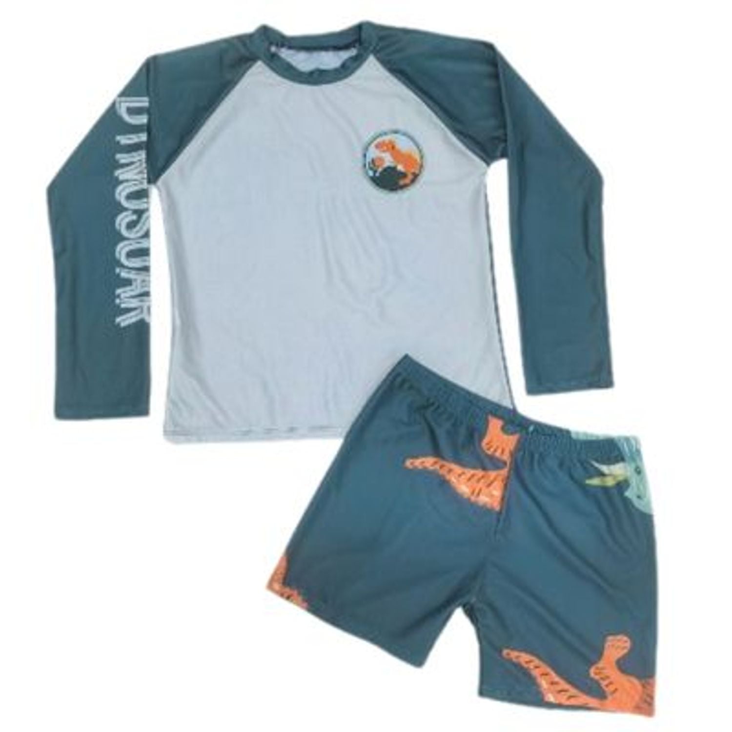 Likeshop - Conjunto De Baño Niños Short Polera Gorro Manga Larga Dino 0060