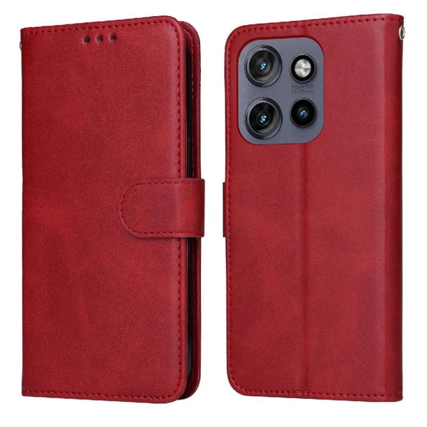 Funda Billetera para Motorola Moto Thinkphone 25 con Porta Tarjetas y Soporte Ajustable Rojo