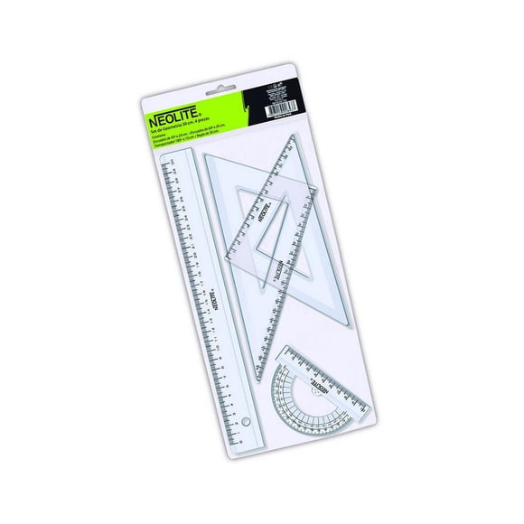 Reglas de Geometría Transparente 30 cm, Set 4 Un, 1 un