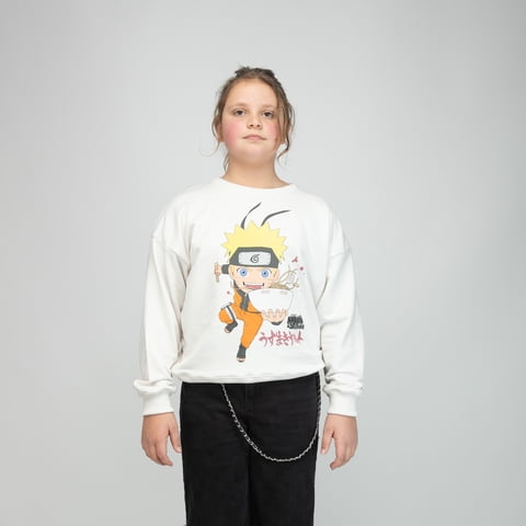 Poleron Niña Naruto Fideos Blanco Naruto
