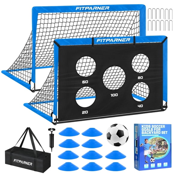 Portería de fútbol FITPARNER 122 x 91 cm con diana y conos