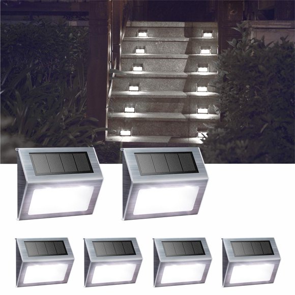 Luces con energía solar XLUX para escaleras de terraza, paquete de 6