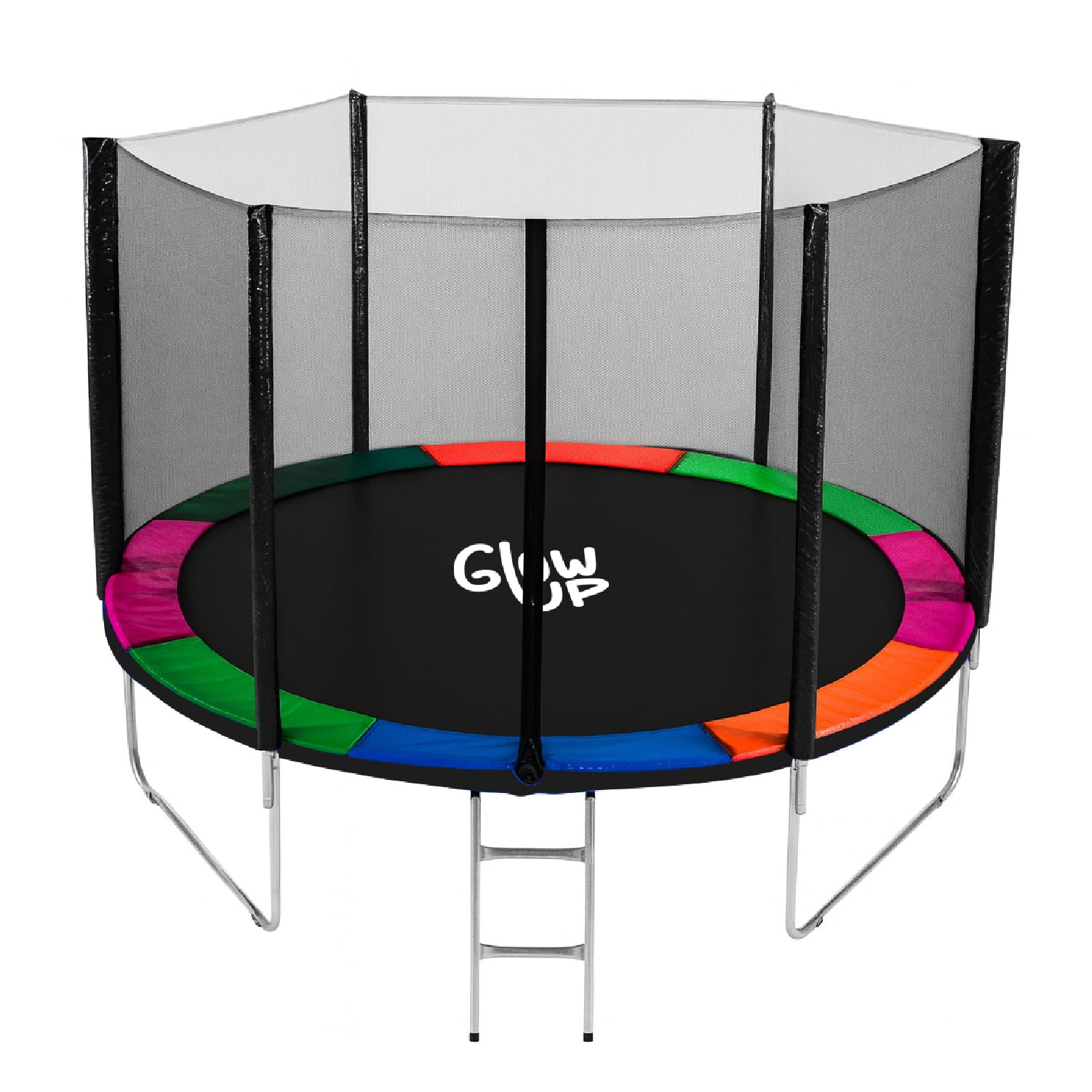 Cama Elástica 10 Ft 3,05 Mts Glowup + Malla Seguridad Y Escalera