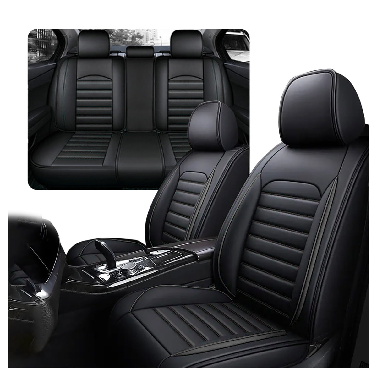 Funda Cubre Asiento Galanta Ecocuero Set 5 Asientos Luxury