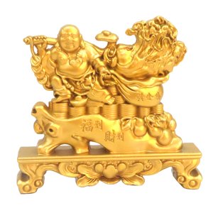 Bothyi - Maitreya Riendo Buda Estatua Decoración De Mesa Hecha A Mano Para Sala De Estar