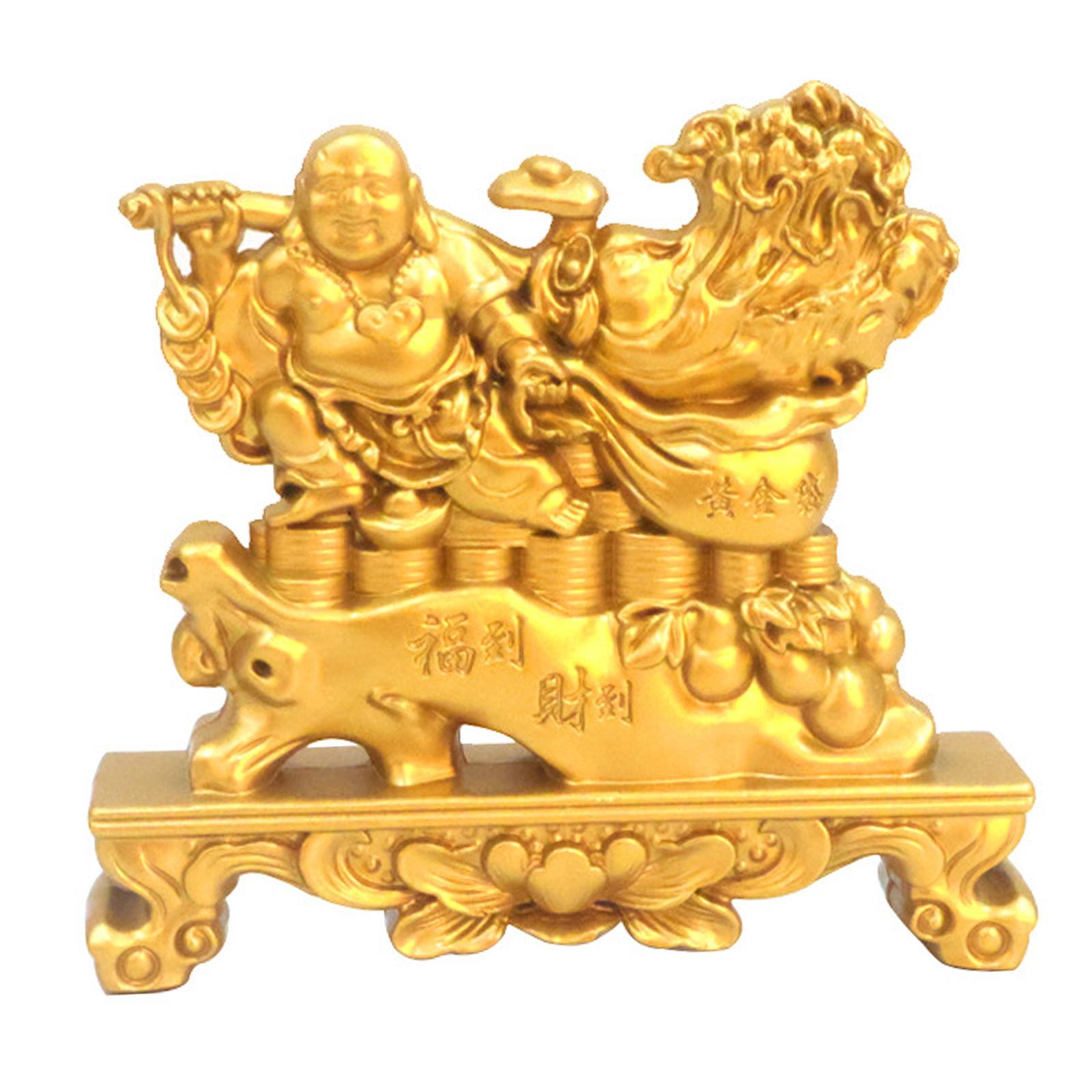 Bothyi - Maitreya Riendo Buda Estatua Decoración De Mesa Hecha A Mano Para Sala De Estar