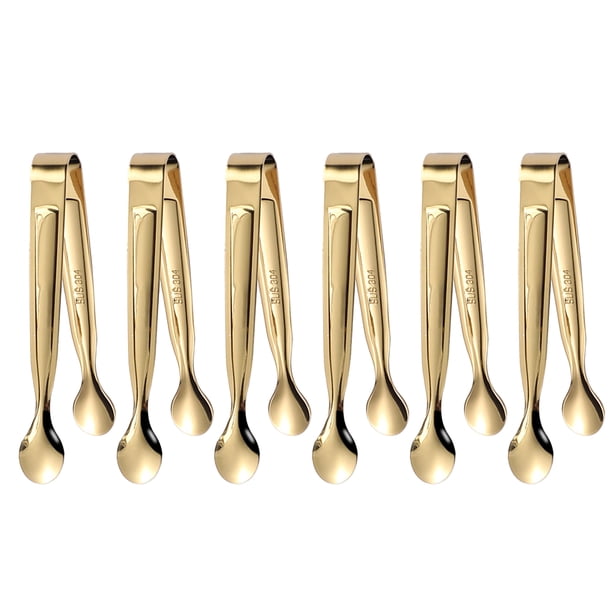 6 mini pinzas para aperitivos, utensilios para servir, pinzas pequeñas para aperitivos, pinzas para hielo y pinzas para azúcar.