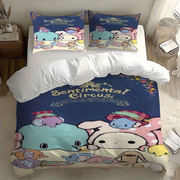 3pcs Crying Circus Character Poster Printed Bedding Set