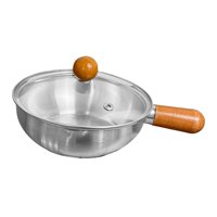 Magideal - Olla De Acero Inoxidable Con Mango De Madera, Olla Para Sopa, Calentador Plano, Utensilios De Cocina, Olla Para Leche Caliente Para Vehículos Recreati 400 Ml