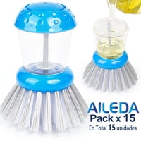 Aileda - Cepillo Para Lavar Platos Premium Con Dispensador De Jabón （En Total 15 Unidades）
