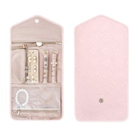 Xusx111 - Joyería De Viaje Organizador Roll Joyería Plegable Caso Para Anillos De Viaje, Collares, Pulseras, Pendientes, Rosa Suave (Excluyendo Joyería)