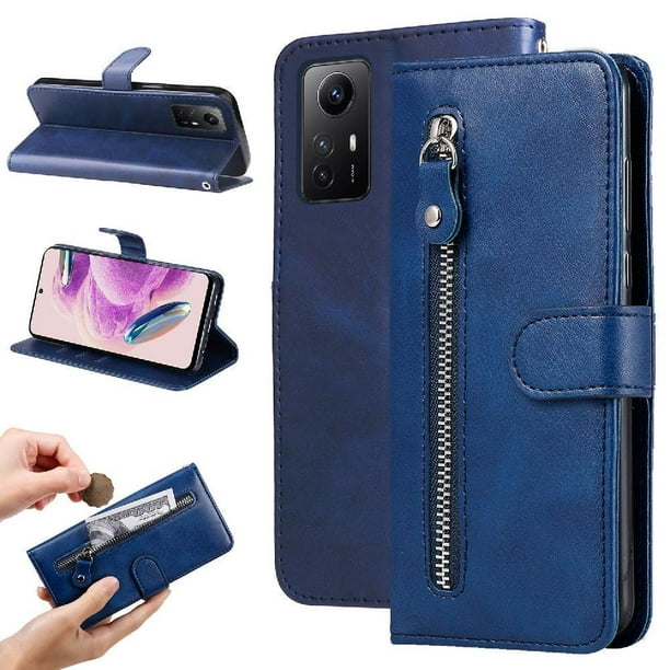 Funda con Cremallera para Xiaomi Redmi Note 12s 4G, Carcasa Cartera de Cuero PU con Soporte y Tarjetero