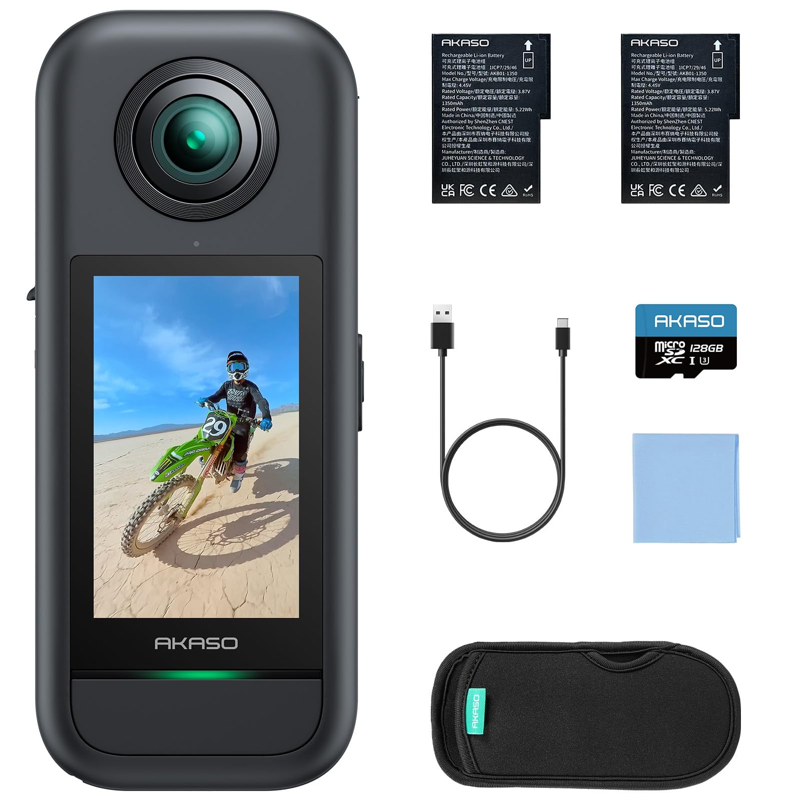 Cámara De Acción Akaso 360 Resistente Al Clima 5.7k 360° Con 128gb
