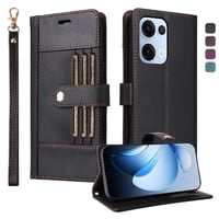 Foxdock Funda Tipo Cartera Para Oppo Reno 13 5G – Cubierta De Cuero Pu Con Múltiples Ranuras, Bolsillo Para Efectivo Y Correa De Muñeca