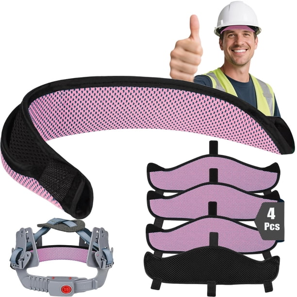 Cinta absorbente para casco de seguridad Ibicboc, 4 piezas, lavable y reutilizable, rosa