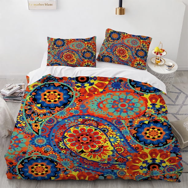 Bohemian Mandala King Queen Duvet Cover Boho Cashew Flowers Bedding Set Colorful Exotic Floral 2/3pcs Polyester Comforter Cover Bed Sheets