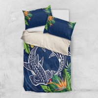 Milsleep - Juego De Cama Polinesia Sharks Duo Tropical Navy Lt7