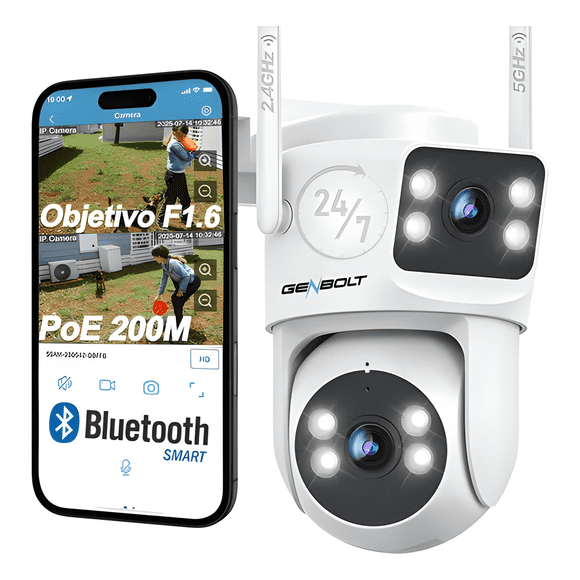 Genbolt Cámara de Vigilancia Exterior Wifi 24/7 Inalambrica