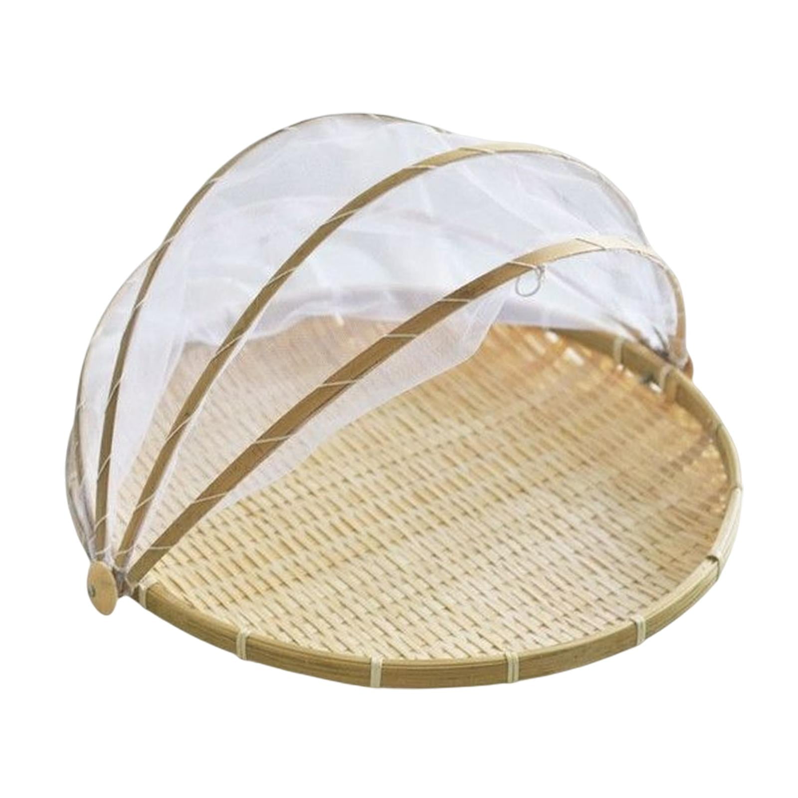 Magideal - Cesta De Tienda Para Servir Alimentos Con Malla A Prueba De Polvo, Tejida A Mano, Bandeja De Bambú Hecha A Mano Para Frutas, Pan, Verduras Al Aire Libre L