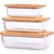 thumbnail image 1 of Recipiente de Vidrio para Almacenamiento de Alimentos con Tapa de Bambú Rectangular, 1 of 5