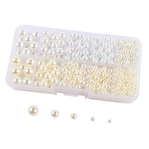 Bothyi - Cuentas De Perlas Artificiales Sin Agujero 4/5/6/8/10Mm Para Sombreros Ropa De Dispersión De Mesa Blanco Beige
