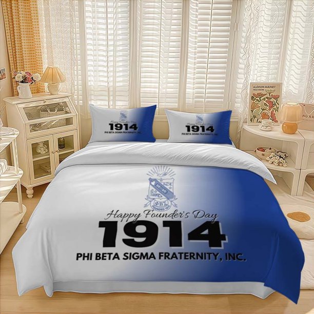 3pcs Phi Beta Sigma Patterned Three-Piece Bedding Set Soft And Comfortable Suitable for All Seasons