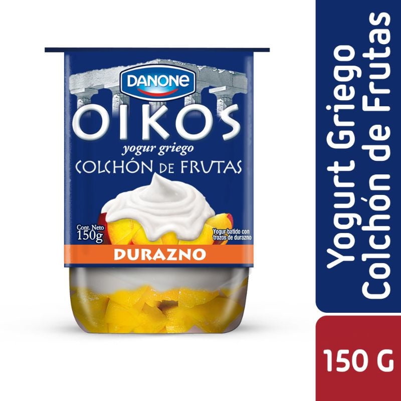 Yoghurt Griego Colchón De Frutas Durazno Pote 150 g Oikos