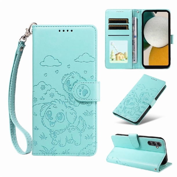 Funda Billetera FOXDOCK Compatible con Samsung Galaxy A34 5G, Diseño Perrito Tierno, Ranuras para Tarjetas y Soporte Plegable