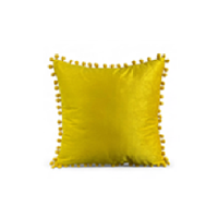 Genérico - Pack De 2 Fundas De Cojines Terciopelo Con Pompones 45X45 Cm Amarillo