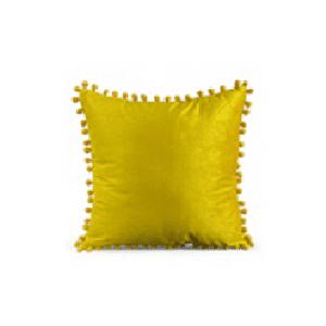 Genérico - Pack De 2 Fundas De Cojines Terciopelo Con Pompones 45X45 Cm Amarillo
