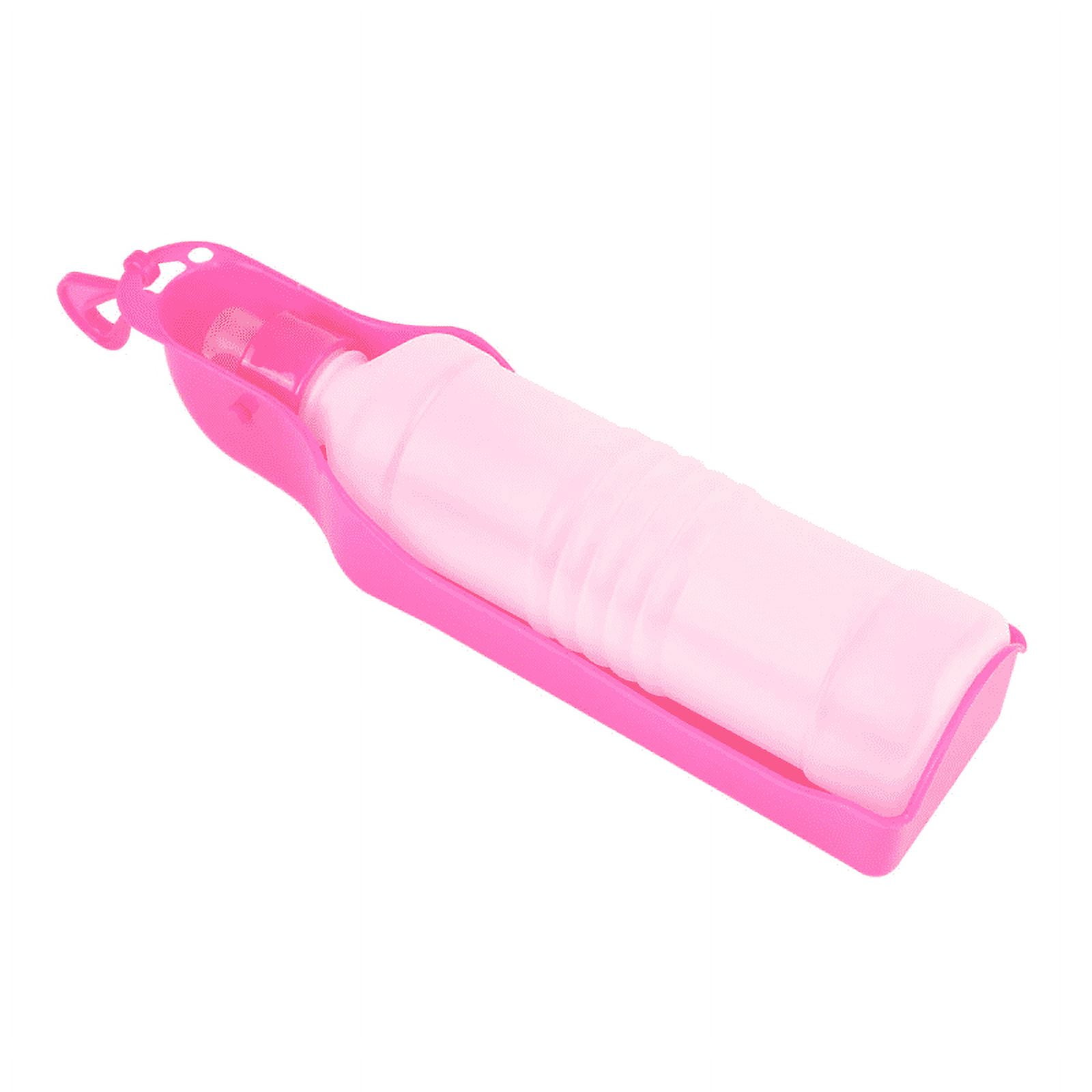 Bebedero Portatil Botella Agua Perros 550ml Plegable Paseo Rosa